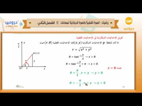 الثالث الثانوي | الفصل الدراسي الثاني 1438 | رياضيات |الصورة القطبية والديكارتية للمعادلات(1)