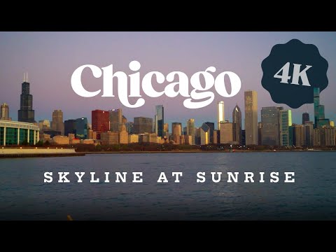 American City | Chicago Skyline Sunrise | Walking Tour ((4K))