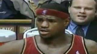 18 year old LeBron James(Rookie) Dunk 3-point play First game against Carmelo Anthony 2003