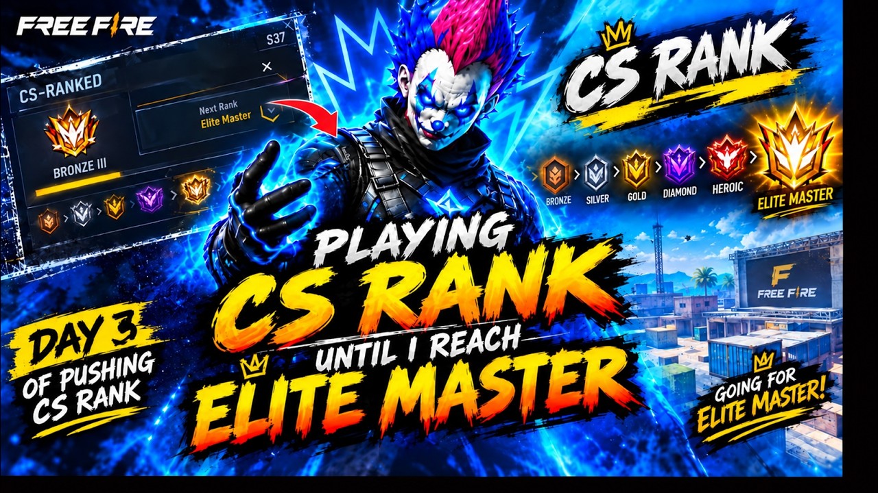 DAY 3 🔥 CS RANK PUSH TO ELITE MASTER 😈 | FREE FIRE RANKED GAMEPLAY | ROAD TO ELITE MASTER 🏆
