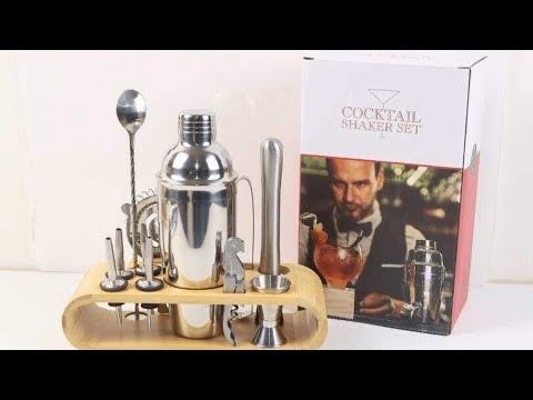 Подарунковий набір бармена для приготування коктейлів, барний інвентар з підставкою з 12 предметів - фото 1 - id-p1856271004