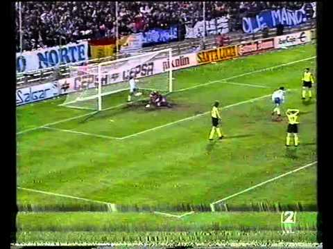 Copa Uefa 1992/93.Real Zaragoza - Borussia Dortmund.Gol de Poyet