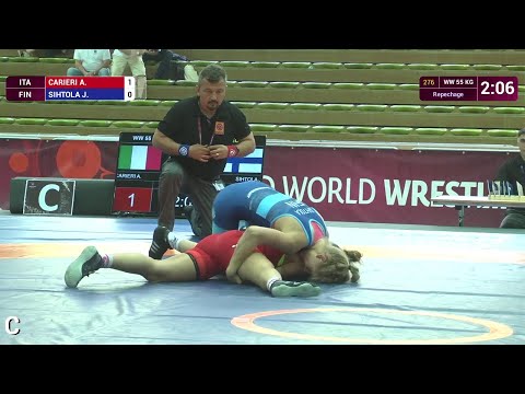 Repechage WW - 55 kg: J. SIHTOLA (FIN) df. A. CARIERI (ITA), 6-1