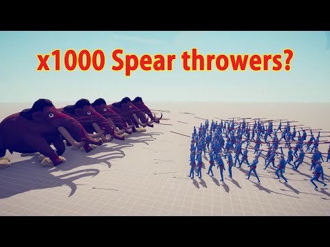 How many Spear throwers are needed to kill 5 Mammoths? TABS