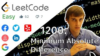 YouTube video 'LeetCode 1200. Minimum Absolute Difference (Algorithm Explained)'