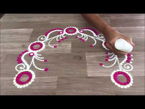 simple & easy border rangoli design for diwali by Gauri | beautiful border rangoli- kolam design Video