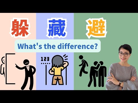 Qual é a diferença【躲duǒ】【藏cáng】【evitar bì】HSK5 中文词汇 Vocabulário chinês | Cada 中文课 ​​é grátis para aprender chinês