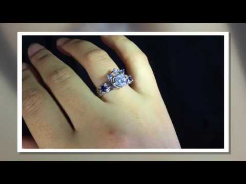 Blue Sapphire Diamond Claddagh Engagement Ring