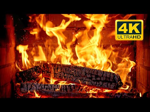 ???? FIREPLACE Ultra HD 4K. Fireplace with Crackling Fire Sounds. Fireplace Burning. Fire Background