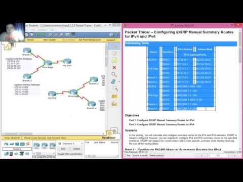 8.1.2.5 Packet Tracer - Configuring EIGRP Manual Summary Routes for IPv4 and IPv6