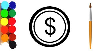 How to Draw a Dollar Coin for Kids Step By Step and Coloring | Draw a Coin For Kids #dollar #coin