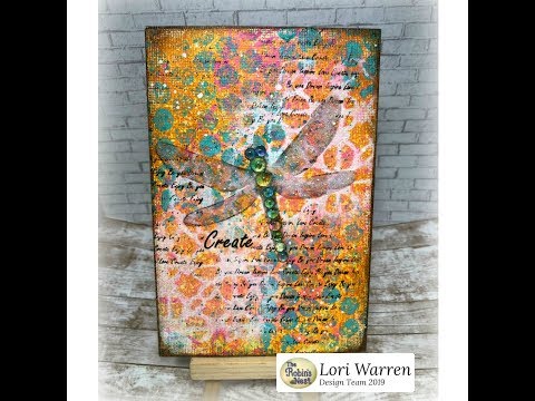 Dew Drop Dragonfly on Mixed Media Canvas