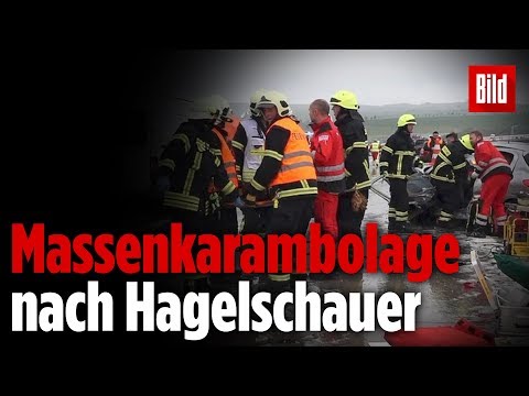50 Autos krachen auf A71 nach Hagelschauer ineinander