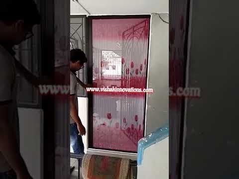 Fiber glass aluminium pleated mosquito door system, packagin...