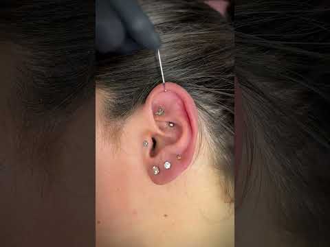 MUST WATCH! ⚠️ Vertical helix piercing!