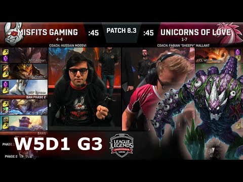 Misfits vs Unicorns of Love | Week 5 Day 1 of S8 EU LCS Spring 2018 | MSF vs UOL W5D1 G3