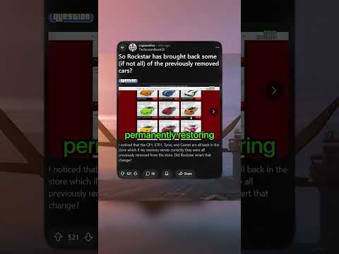 Rockstar Are Bringing Cars Back! #gta5 #gtav #gtaonline