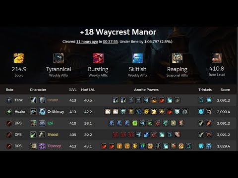 Waycrest Manor Mythic+ 18 | 2.1k Ret Paladin PoV | +1