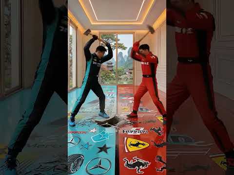🏎️ مرسيدس VS فيراري 😱 من يملك أرضية الإيبوكسي الأكثر روعة؟! ✨ #Shorts