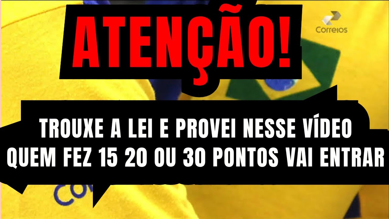 CONCURSO DOS CORREIOS 2024 QUEM FEZ MENOS DE 30 PONTOS VAI ENTRAR NOS CORREIOS #concursocorreios #fy