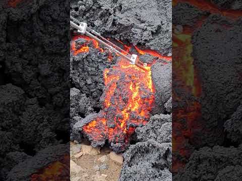 LAVA SCIENCE: The Penetration Test, Iceland Eruption, 2023 #lava #viral #iceland #volcano