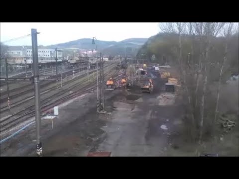 Rekonstrukce trati Beroun - Králův Dvůr, počáteční práce v žel. st. Beroun