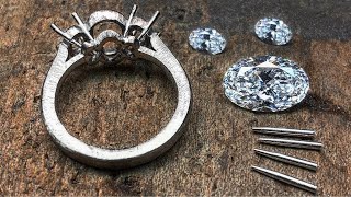 Making a Platinum Diamond Ring by Hand – AMAZING! | 3 Stone Custom Engagement Ring