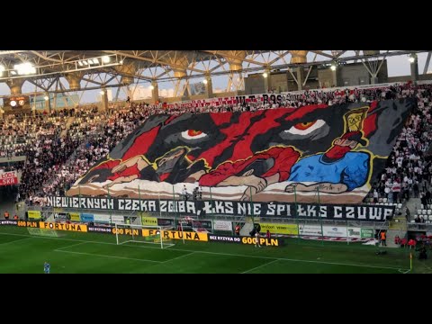 Derby Łodzi: ŁKS Łódź - Widzew  Łódź (03.05.2022) OPRAWY ŁKS-u, TRYBUNY