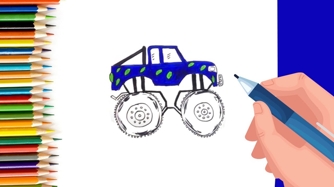 How to draw a Monster Truck Easily - Part for Kids