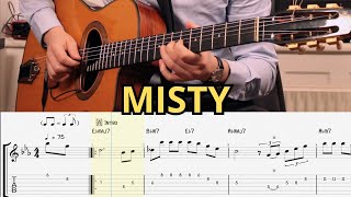 How to play: Misty - Jazz standard by Erroll Garner tabs + notation
