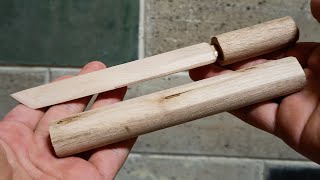 making knife hidden with sticks صنع سكين خشبية مع الغلاف  wood، Dagger with cap #mego.g