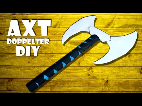 doppelter Axt selber machen Spielzeug aus Papier basteln - paper viking double axe toy winter DIY