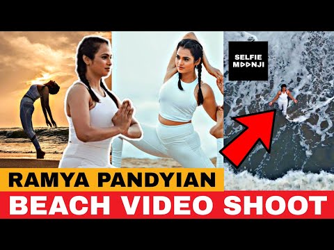DRONE SHOOT🚁: Ramya Pandiyan Beach Photoshoot Video | Ramya Pandiyan Video Shoot | Selfie Moonji