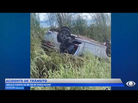 Acidente de trânsito: Veículo capota na BR-316 em Maracaçumé MA.
