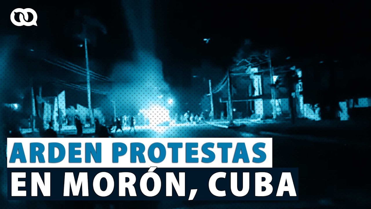 PROTESTAS EN CUBA: Toman sede del PCC en Morón y queman mobiliario en plena calle