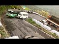 Bus And Heavy Load Lorry Risk Driving Dangerous Turning Dhimbam Hairpin Bend Hills Road