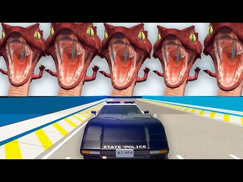 CRAZY CARS HIGH SPEED JUMP OVER CREEPY RED SNAKE | BEAMNG DRIVE TV