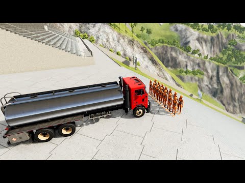 Heavy Vehicle Insane Stairs Jumps Down With Crash Test Dummy - BeamNG.drive Down Stairs Jumps
