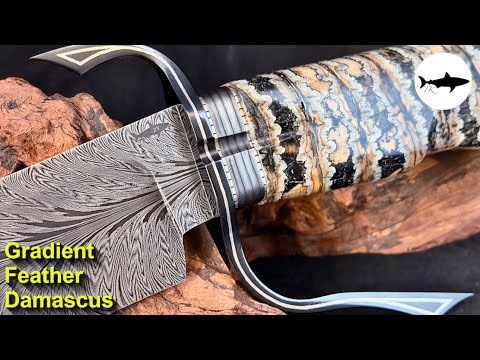 Forging a gradient feather damascus bowie knife