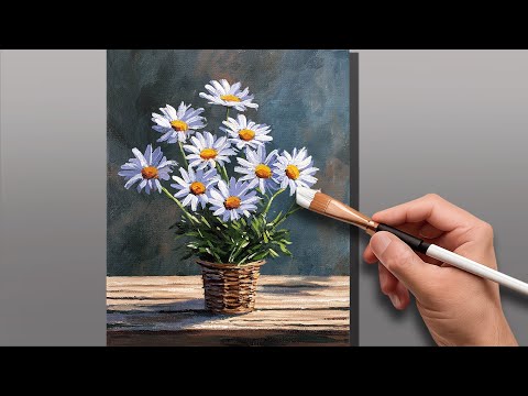 How to Paint Daisy Still Life | Step-by-Step Acrylic Painting