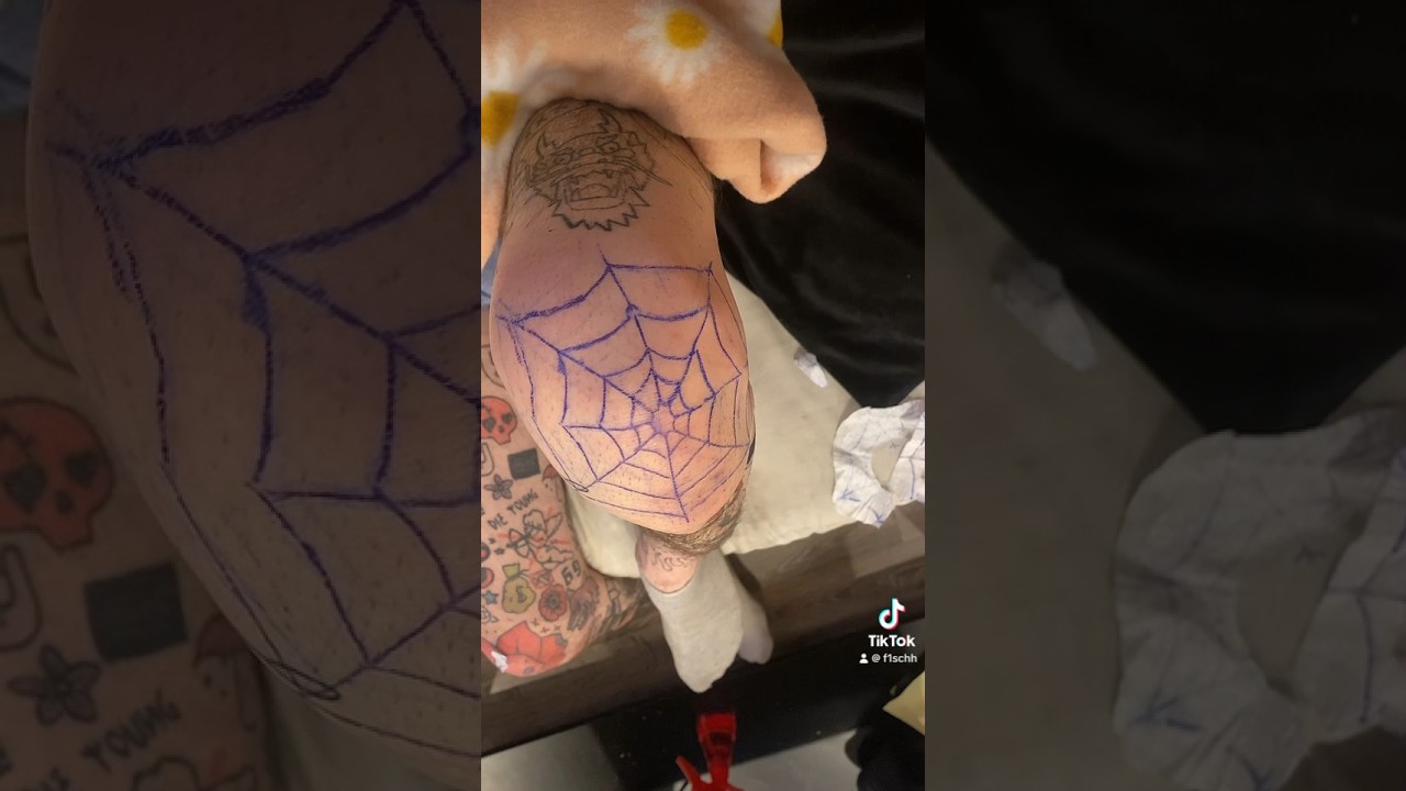 Come watch me tattoo a spider web on my knee cap !  #tattoo #diy #artist #art #tattoos #tattooart