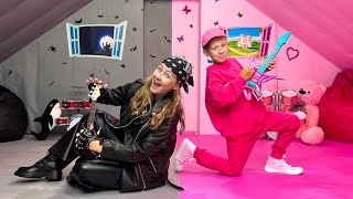 Pink vs Black Challenge by Super Senya and Niki 30 min for kids