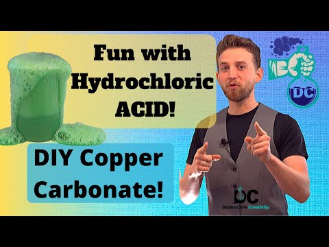 HCL Experiment! Dissolve copper in Hydrochloric Acid! - copper carbonate at home!