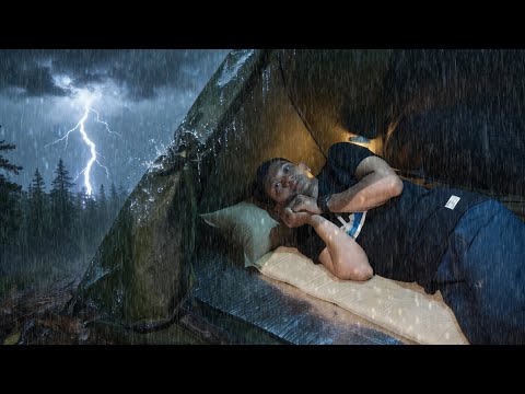 CRAZIEST STORM I EVER MET‼️ SOLO CAMPING IN HEAVY RAIN AND THUNDER