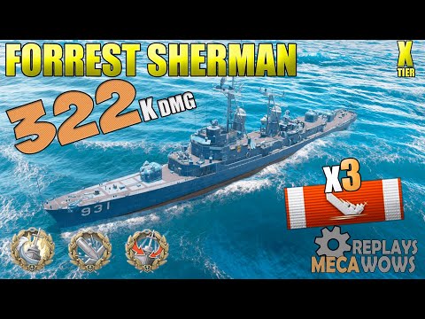 F. Sherman 323k dmg and 3.4k base XP on Okinawa | World of Warships
