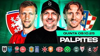 PALPITES DE FUTEBOL PARA O DIA 09 10 2025  (QUINTA-FEIRA) | Boleiros Tips