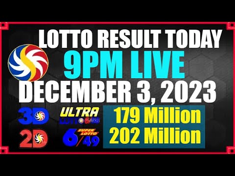 Lotto Result Today LIVE December 3 2023 9pm #lottoresulttoday