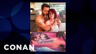 Megan Mullally &amp; Nick Offerman’s Cheesy Puzzle Pictures  - CONAN on TBS