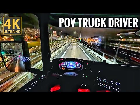 Thumbnail for POV HQ Truck Driver Scania R500. Dark & Rainy Drive In Town by Van