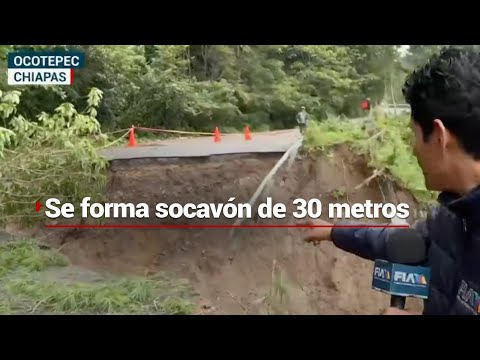 ¡VEA QUÉ IMPACTANTE! | Fuertes lluvias en Chiapas formaron un socavón de unos 30 metros
